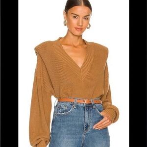 PISTOLA Camille V-Neck Shoulder Pad Sweater. Size small.